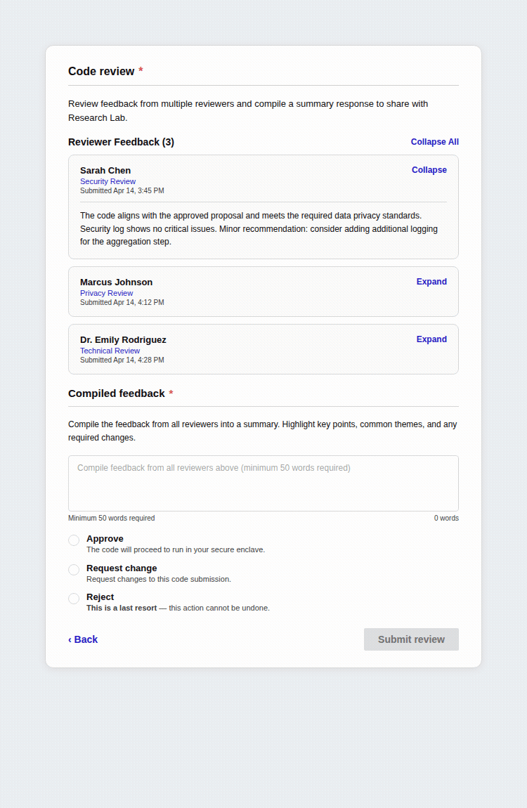 Code review feedback animation