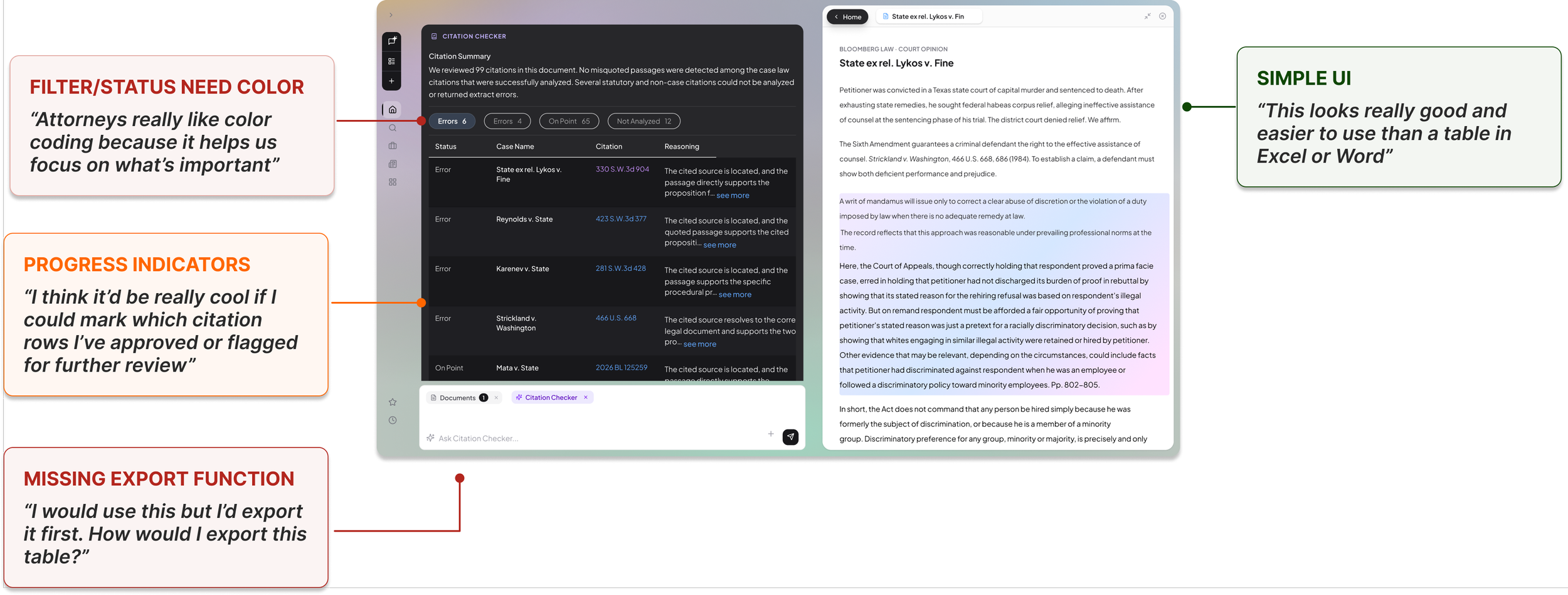 Round 2 table with law firm feedback annotations