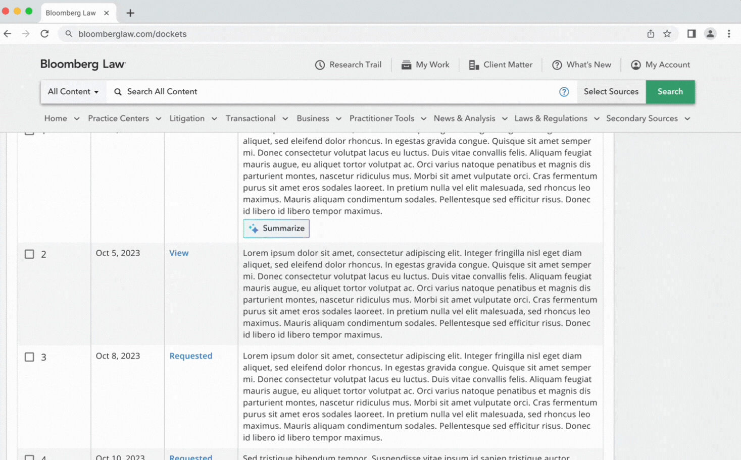Bloomberg Law Complaint Summaries