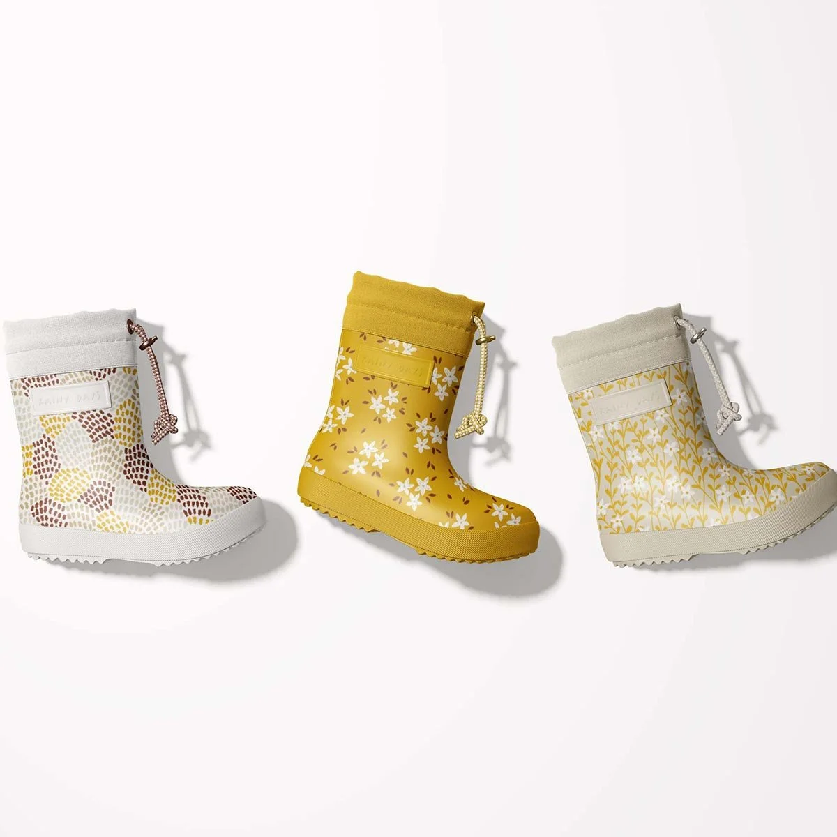 Cute autumn rain boots seamless pattern design for children’s fabric, fall clothing, accessories and seasonal products.