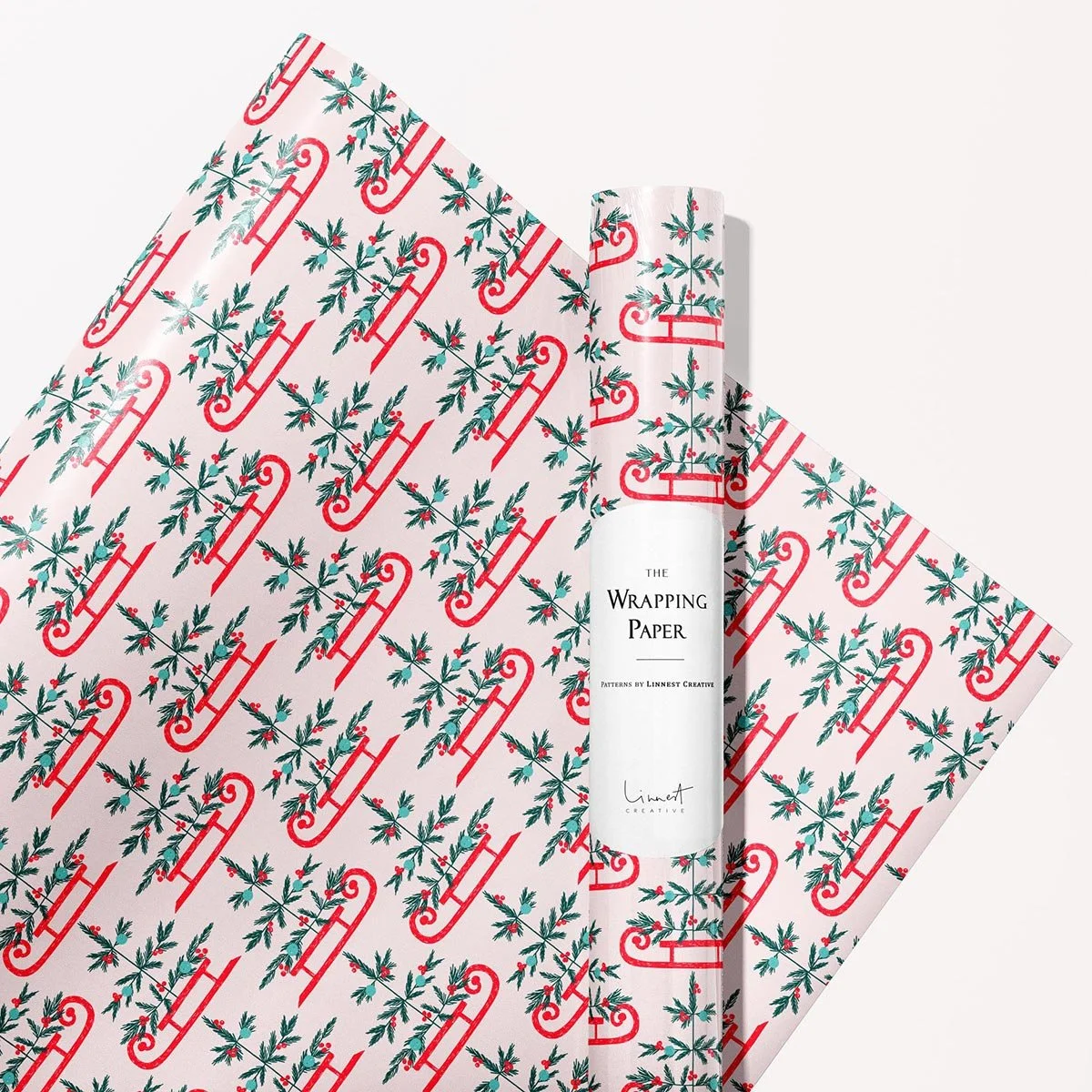 Modern Traditional Christmas pattern featured on festive wrapping paper and seasonal packaging.