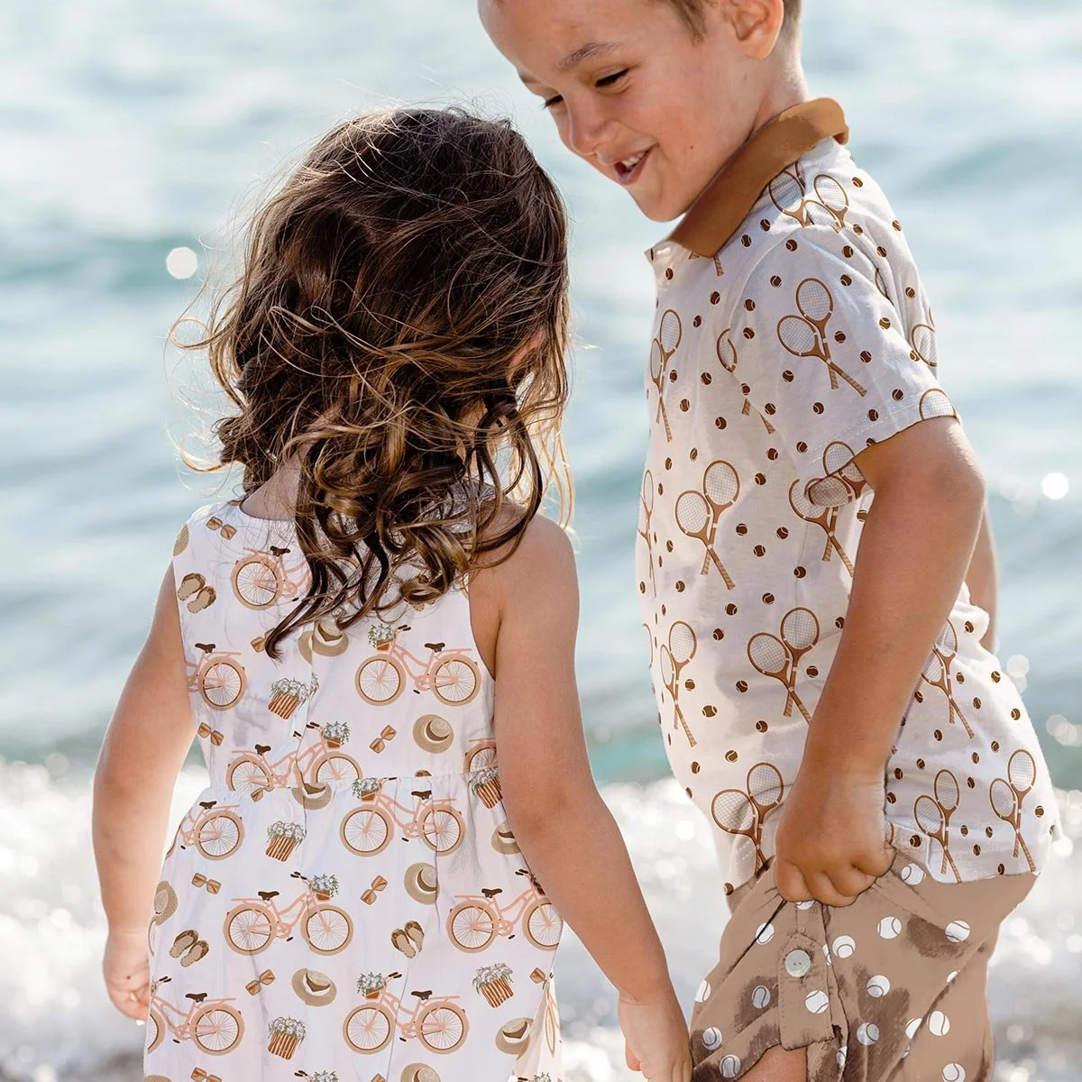 Cute coastal summer seamless pattern collection with relaxed seaside motifs for fabric, children’s apparel, accessories and home décor.
