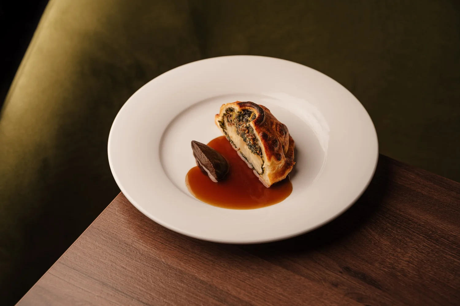 Artfully plated gourmet restaurant dish captured for Oxfordshire brand menu photography