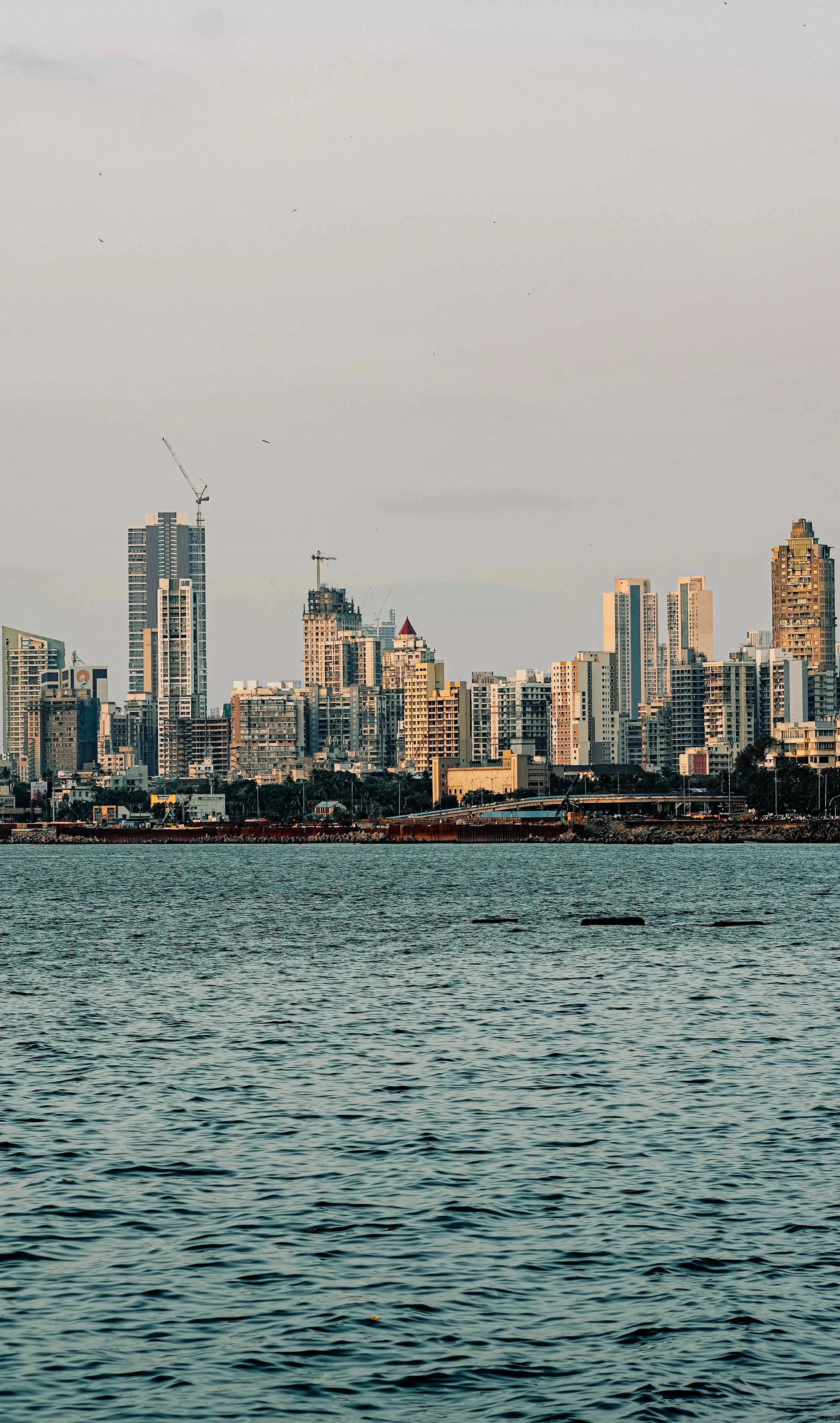 Panama City skyline from the bay at dusk