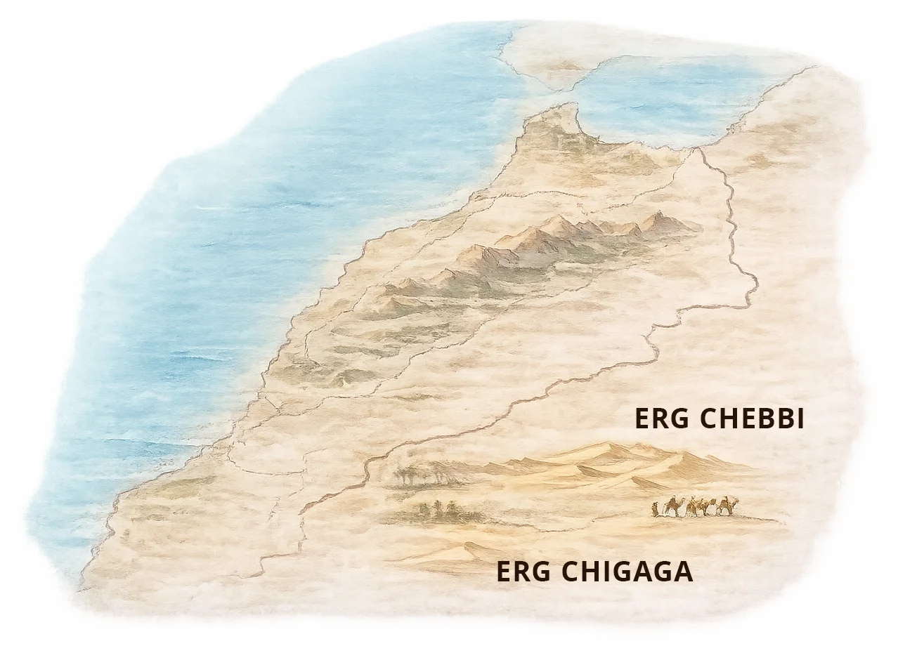 Illustrated map of Morocco