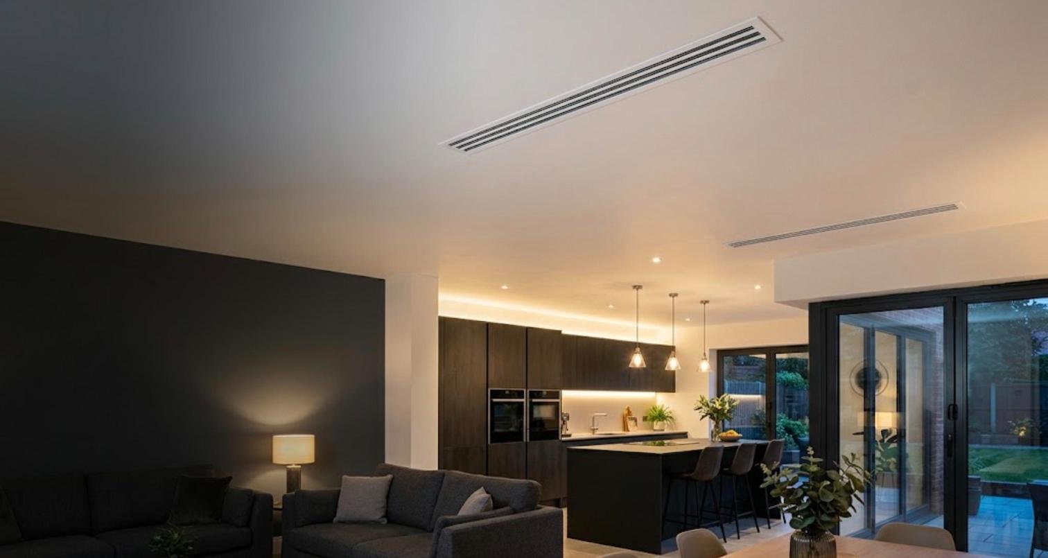 Panasonic ducted air conditioning with discreet ceiling grilles in a Kent home