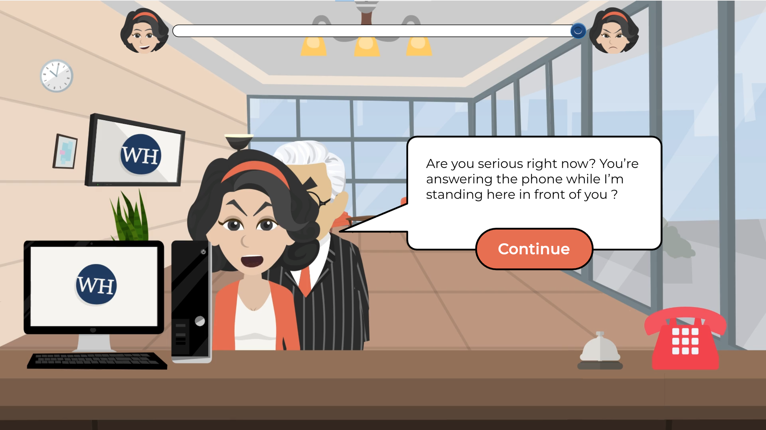 Anger meter escalation scenario screen