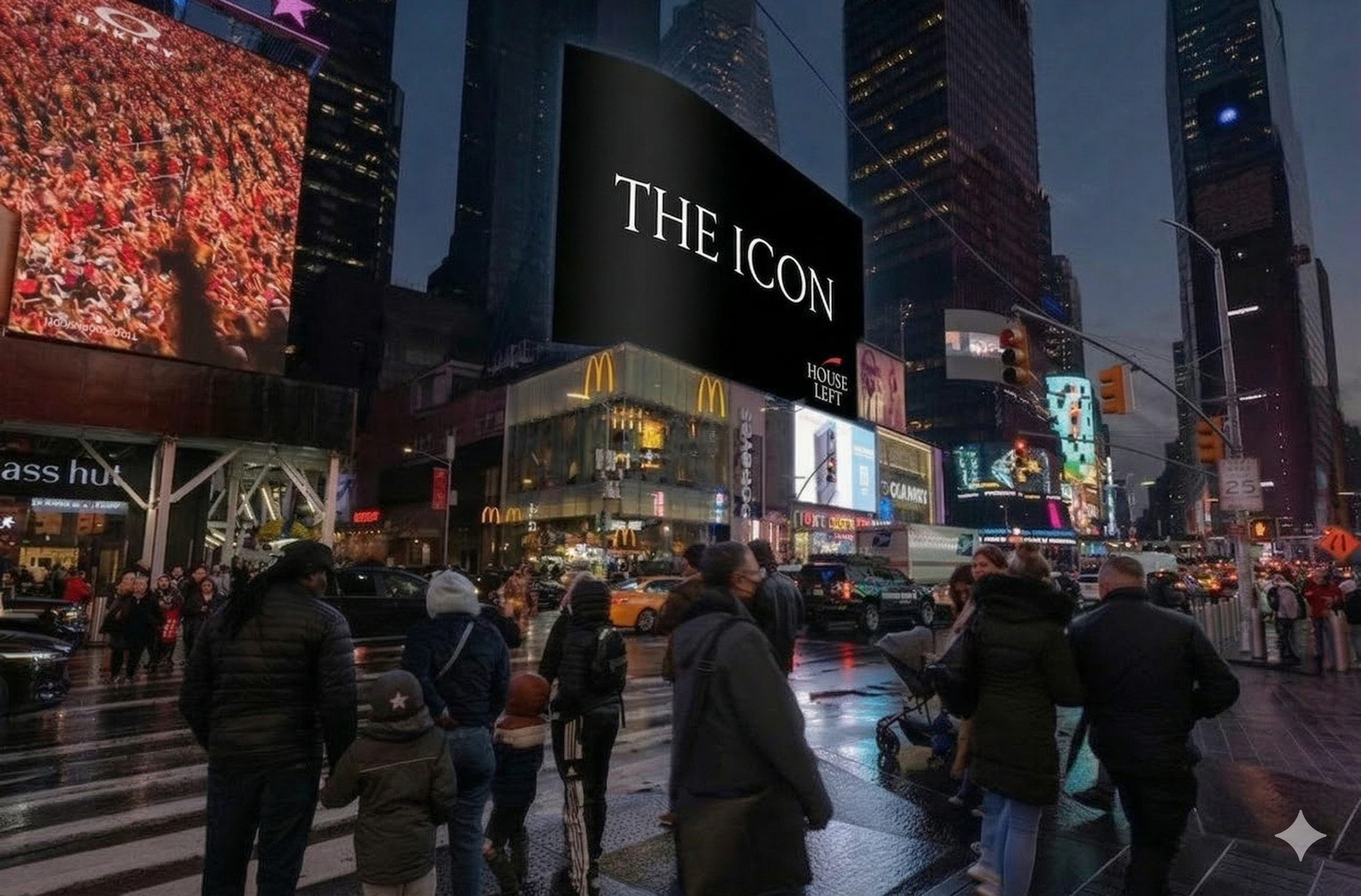 The Icon Times Square digital billboard placement by House Left Studio New York Fashion Week