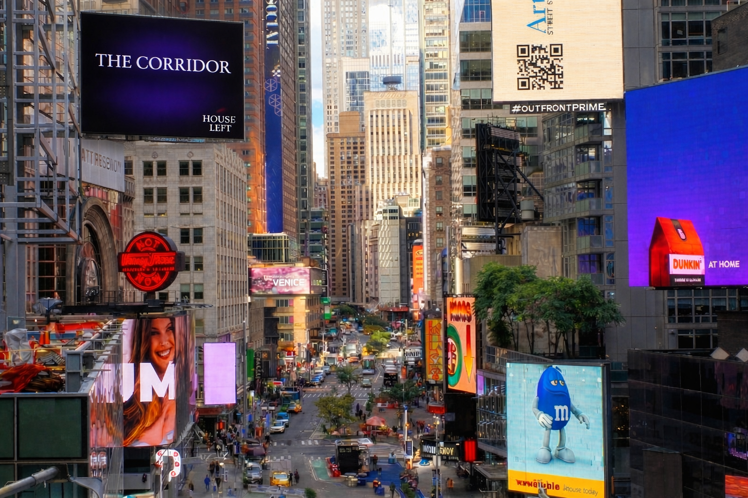 The Corridor Times Square digital billboard placement by House Left Studio fashion campaign