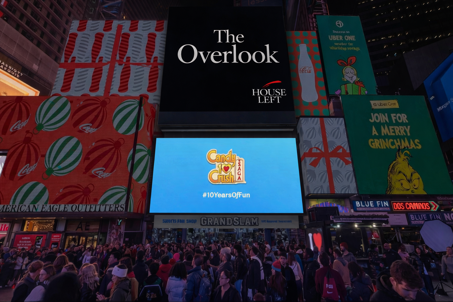 The Overlook elevated Times Square digital billboard placement by House Left Studio New York Fashion Week