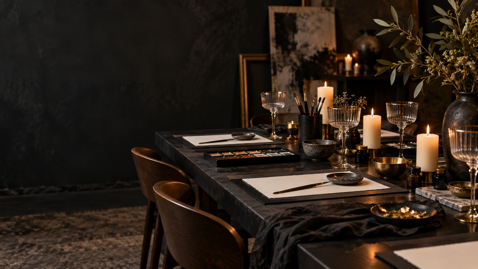 An intimate candlelit creative gathering
