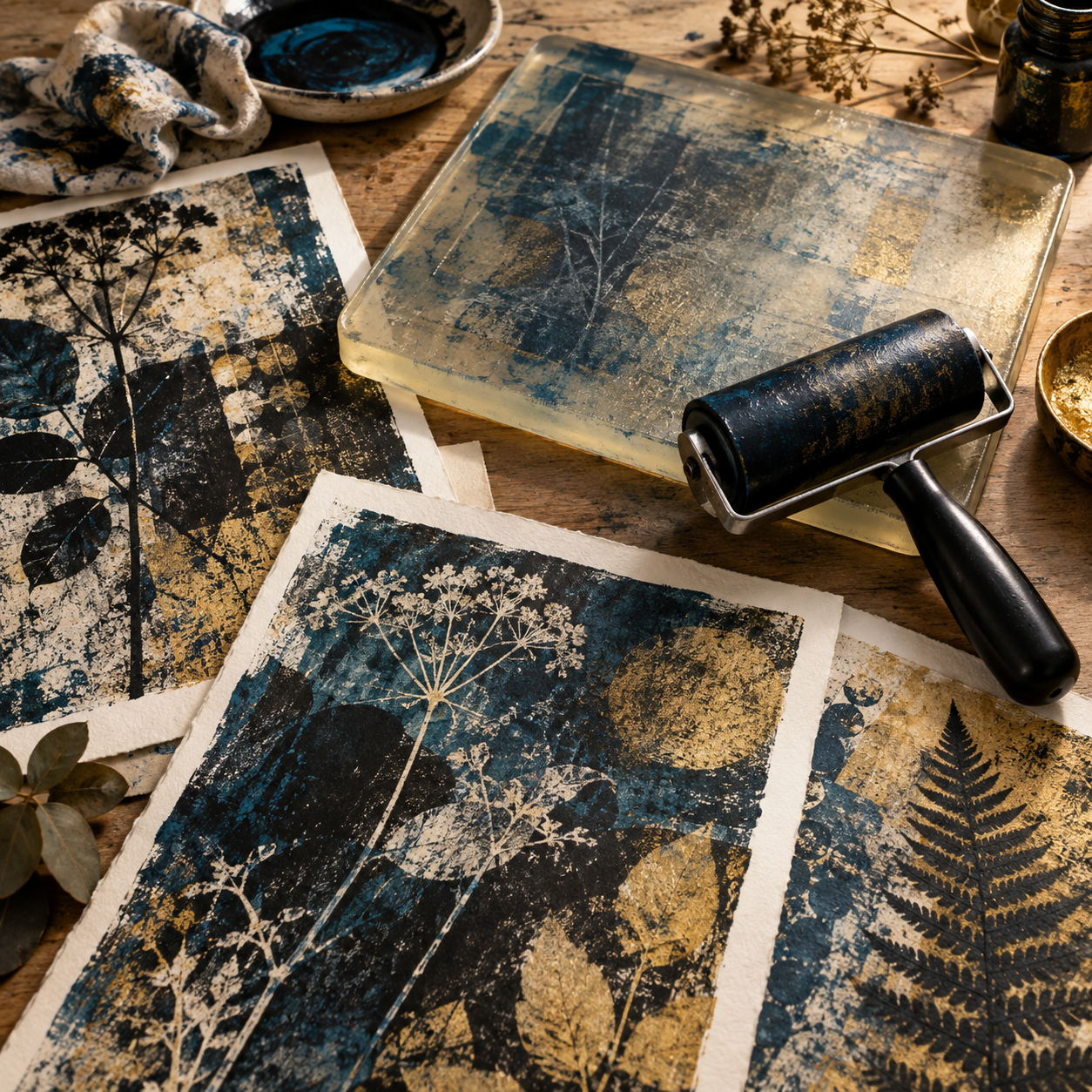 Gelli Plate Printing materials and textures