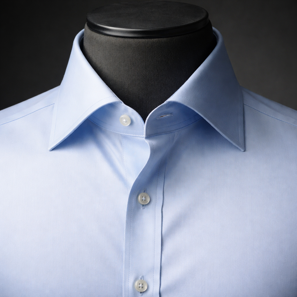 Normal spread collar dress shirt — the most popular collar style that works with most tie knots