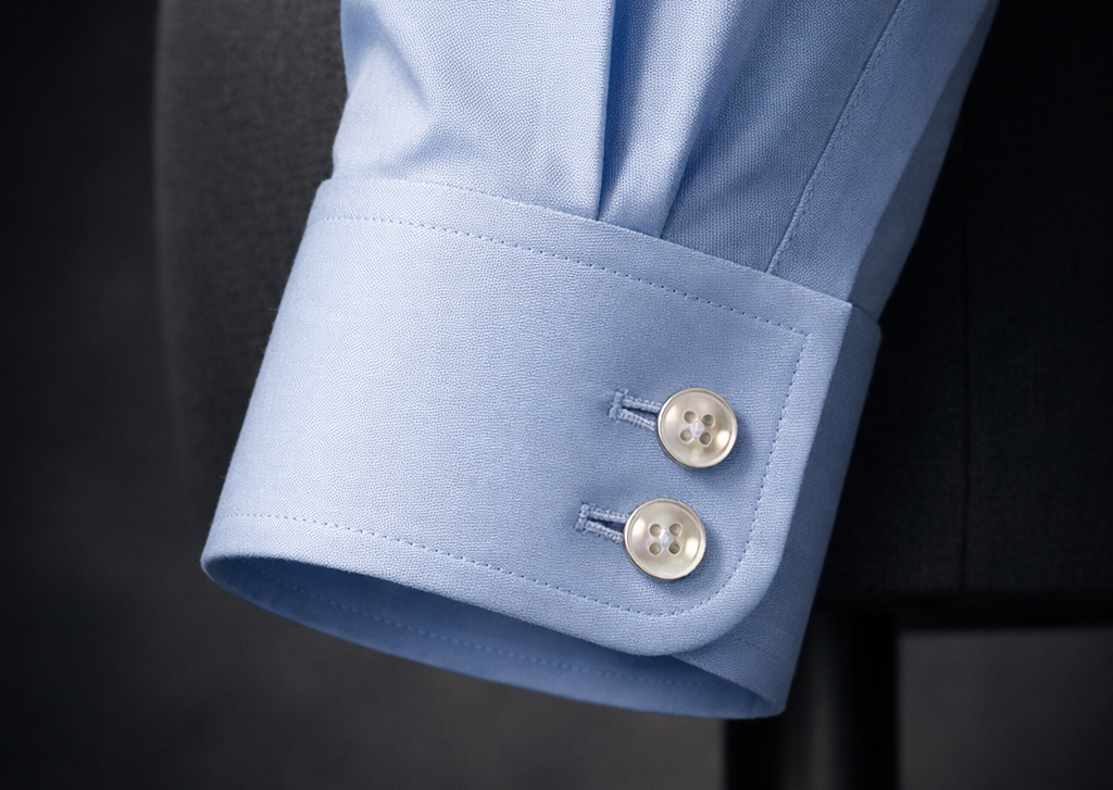 Barrel single cuff dress shirt fastened with buttons — simple and versatile for any occasion