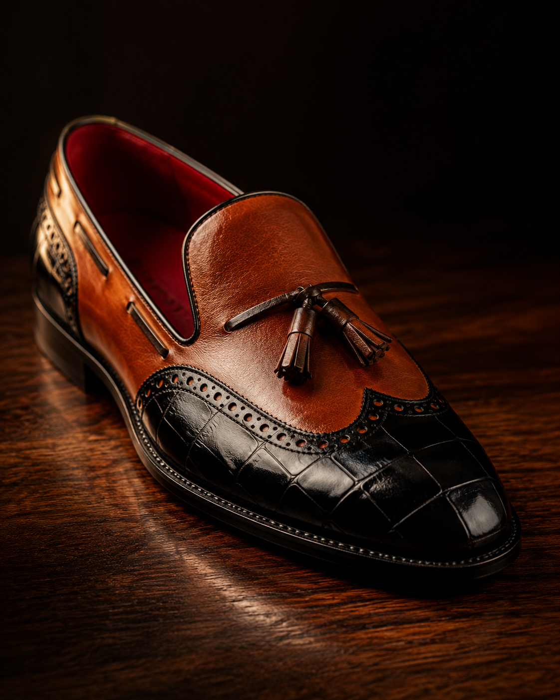 Oliver Slip-On, Vanta Black + Cognac — Tigris 45 last