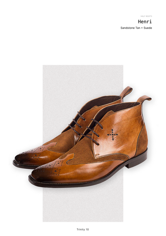 Henri as catalogued — the studio reference for the Sandstone Tan calf + suede wingtip chukka on the Trinity 10 last