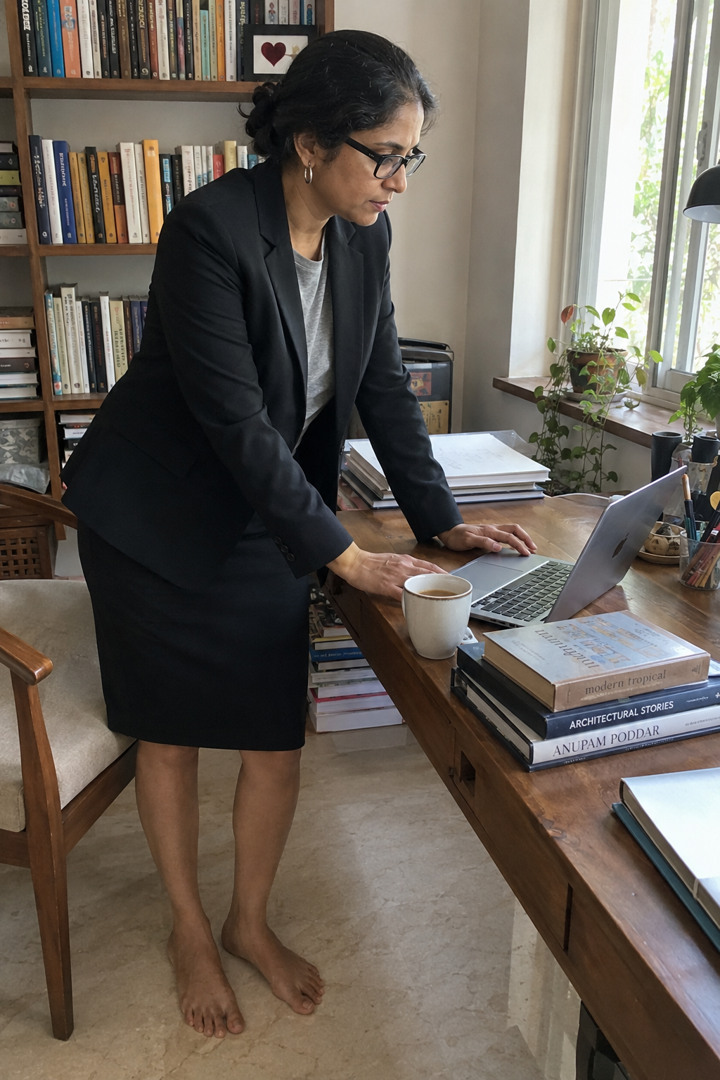 Tailored blazer with pencil skirt