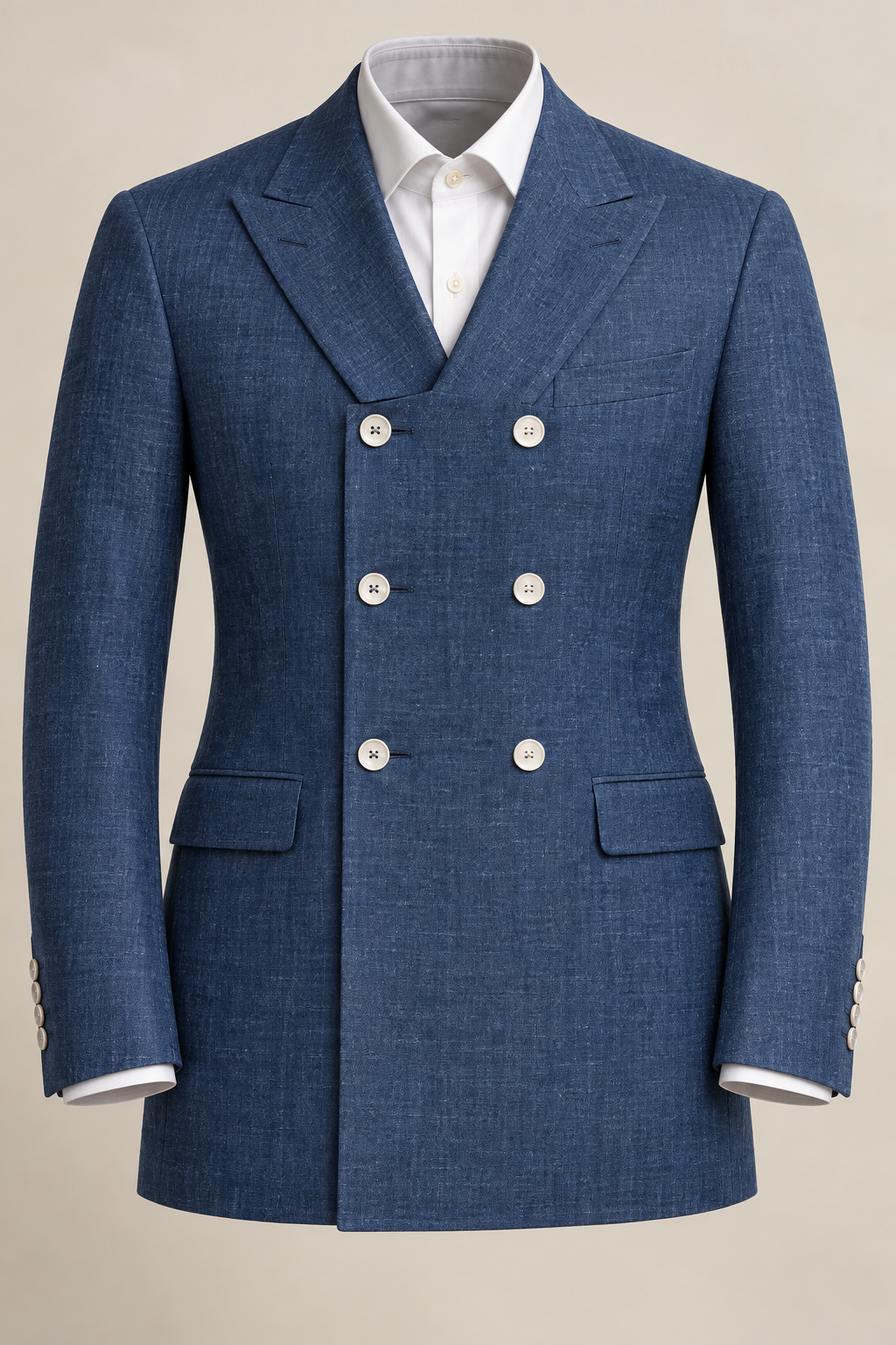 Button style — Double-Breasted, Six <em>Buttons — Three to Fasten</em>