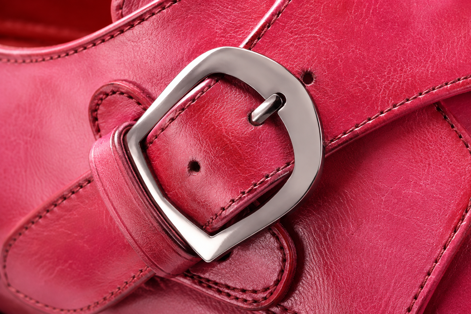 Silver buckle + monk strap macro