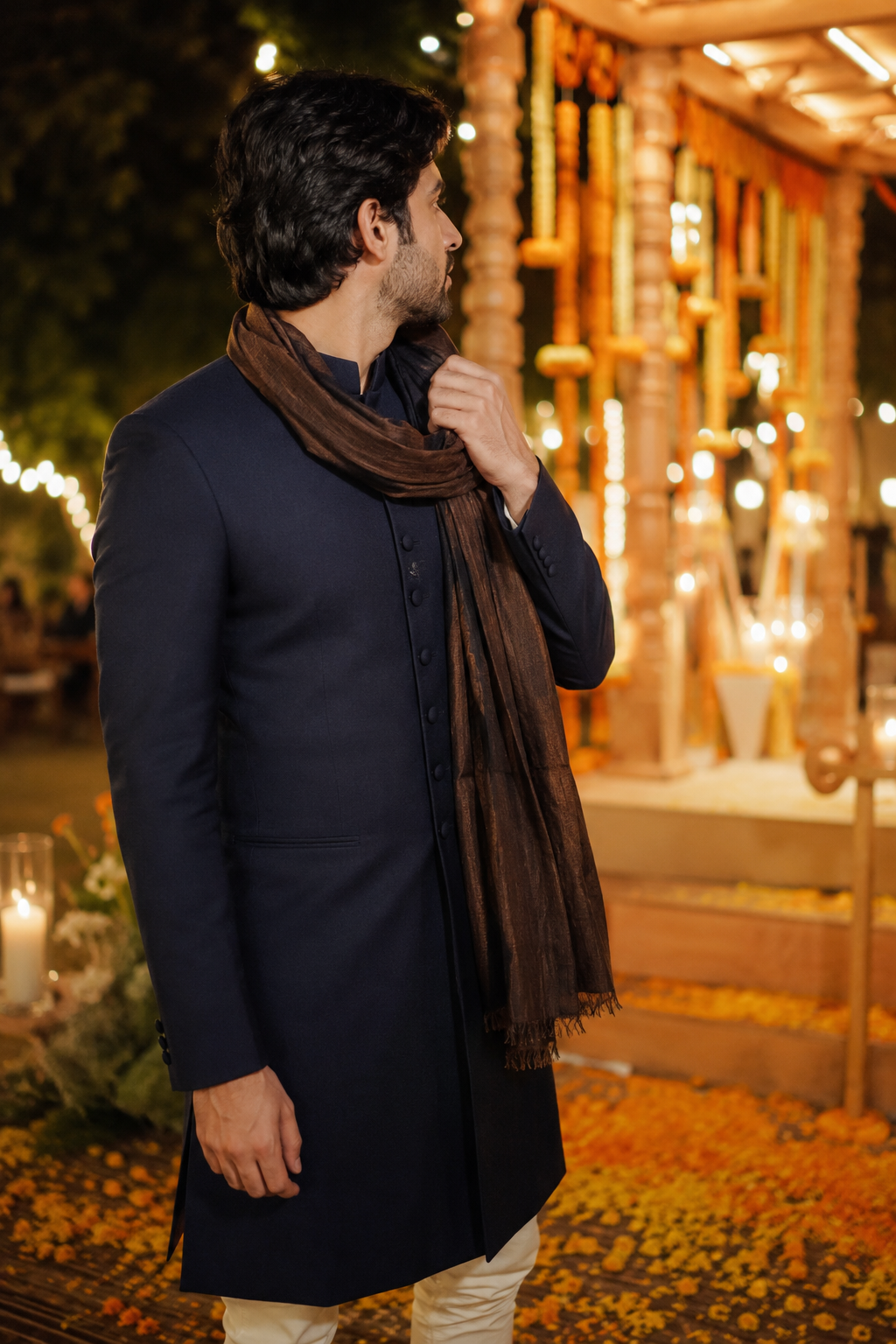 Bandhgala jacket with mandarin collar, clean front