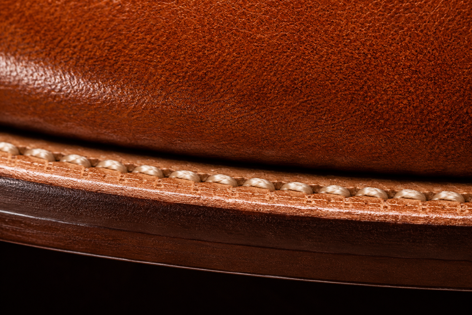 Welt + cream stitching junction macro
