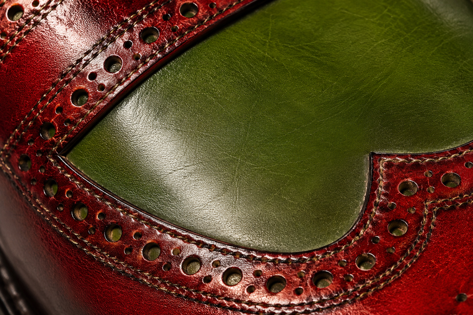 Red/green colour-block + brogue macro
