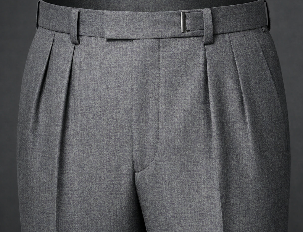 Double pleat trouser option — two folds on each side for a generous classic cut with elegant drape