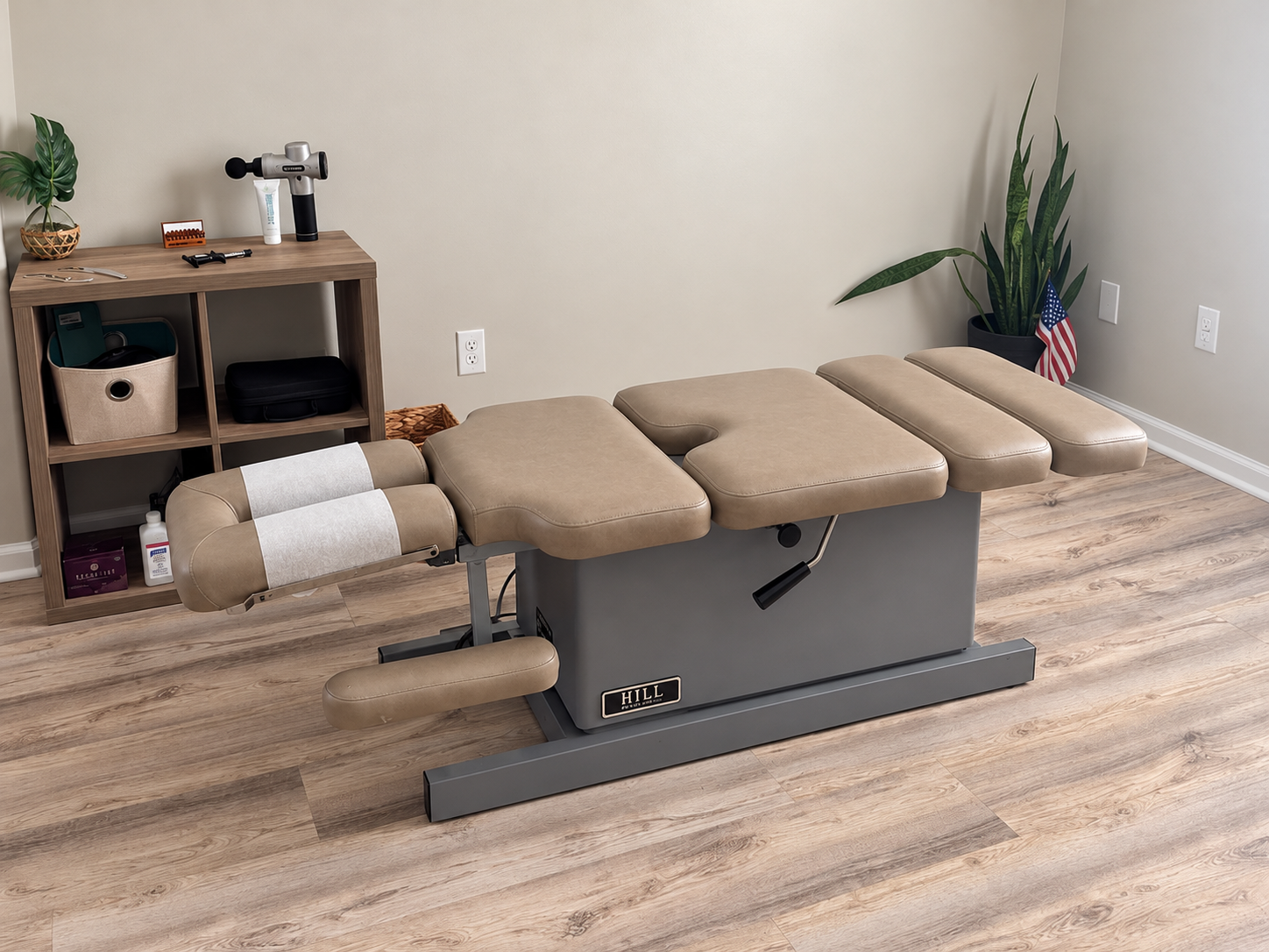 Chiropractic treatment table at Restore Health Collective in St. Johns County
