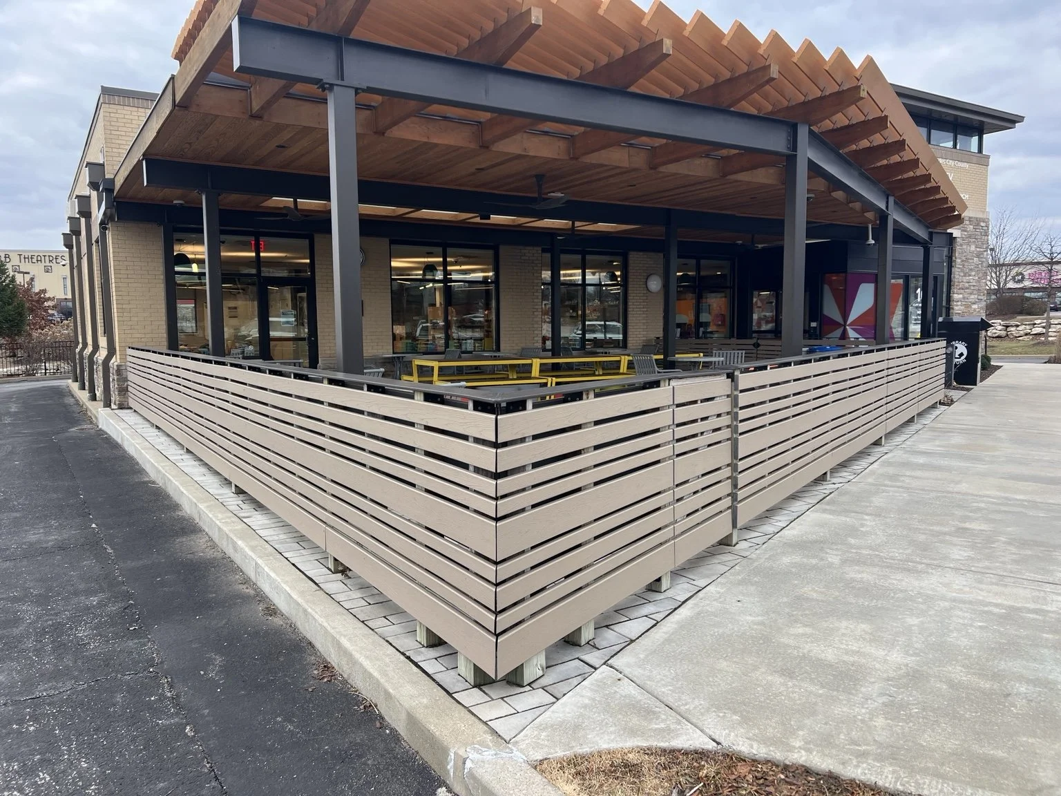 Custom fabricated fence enclosure installed at a public library in Wentzville, Missouri