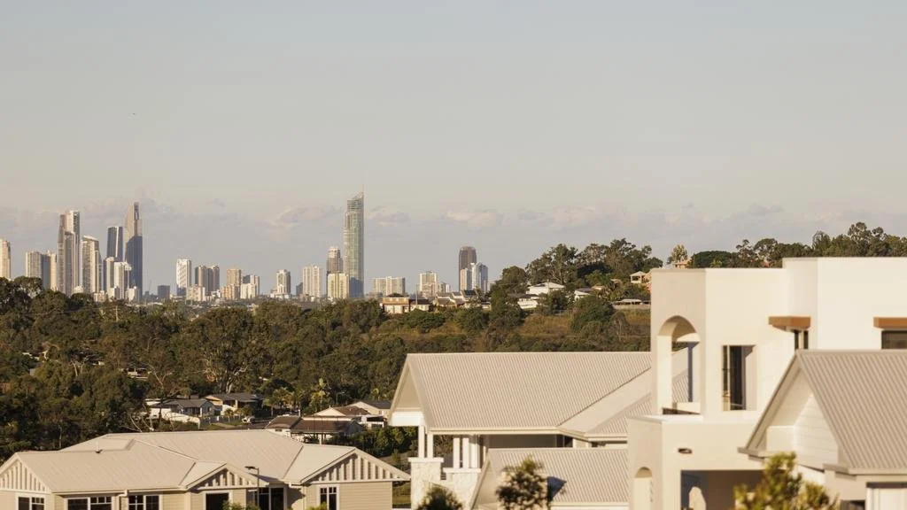 New estate homes with the Gold Coast skyline in the distance