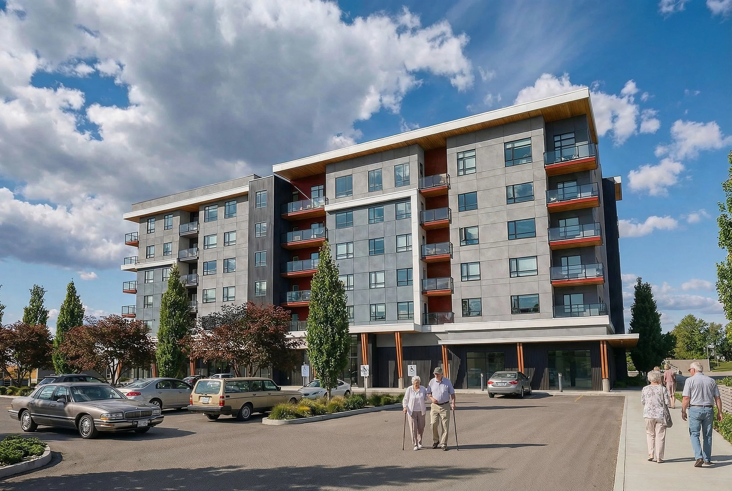 Three Robins Salmon Arm building exterior rendering, daytime