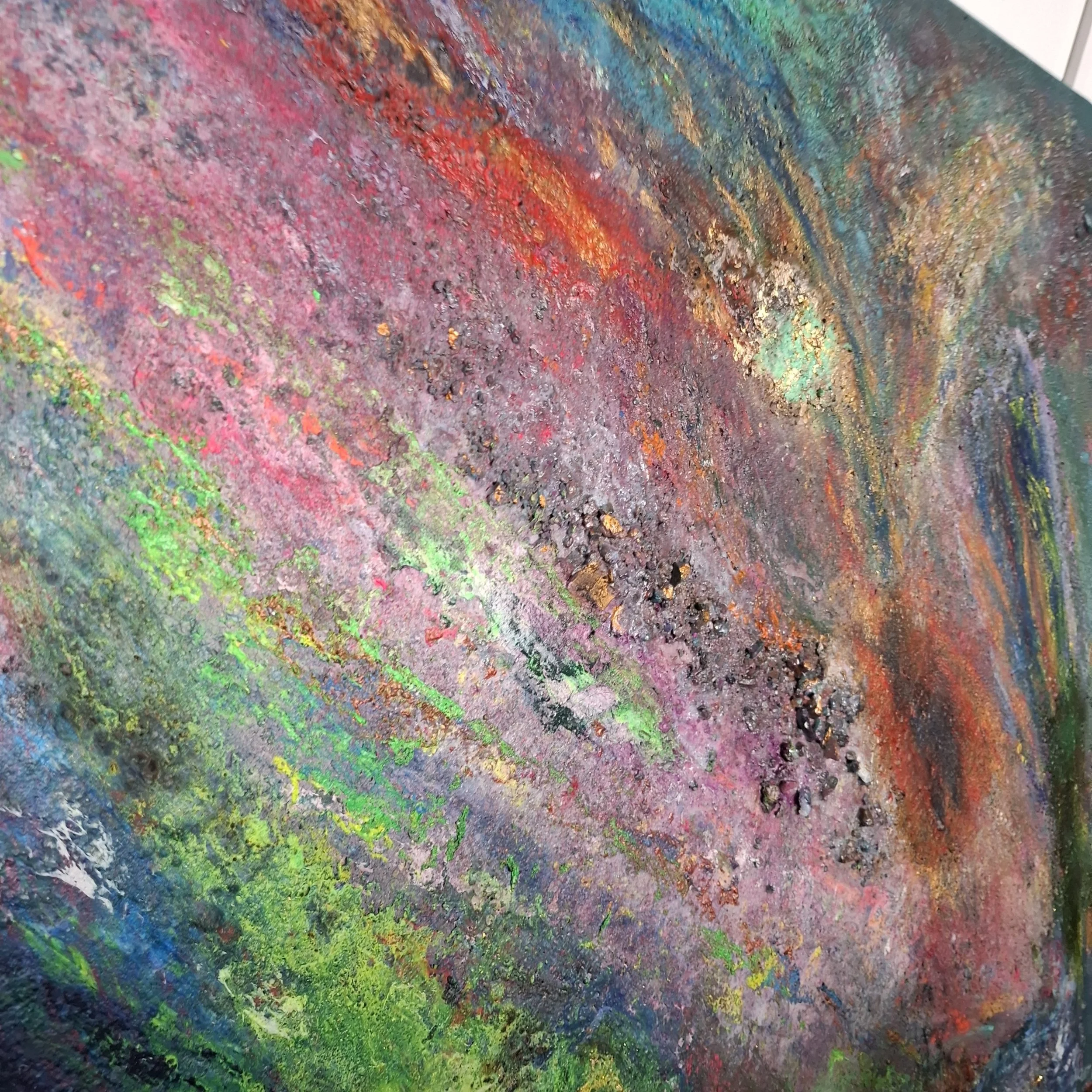 Impact der Sedimentströme von Markus Willems – farbdynamik, abstrakte Mixed-Media-Strukturkunst, 100 × 80 cm
