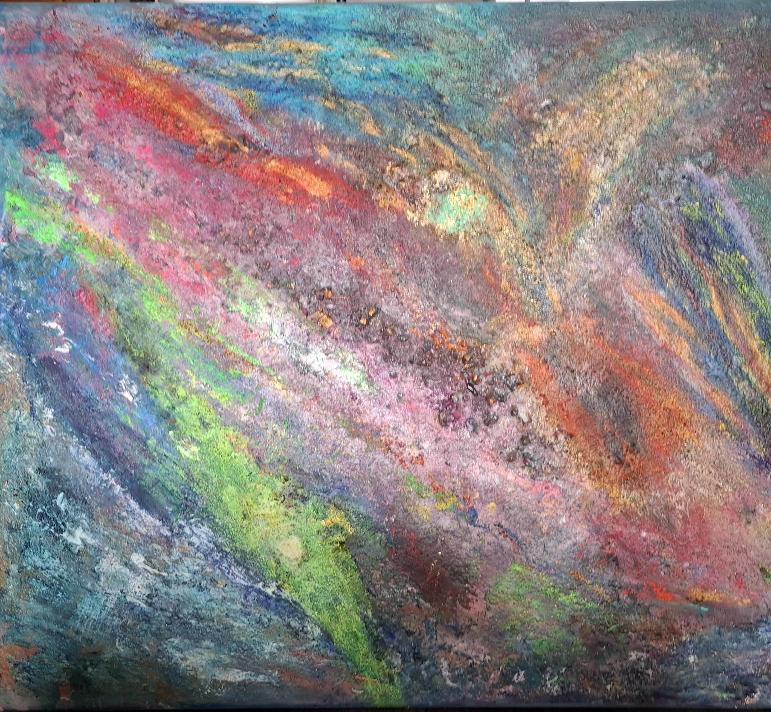 Impact der Sedimentströme von Markus Willems – materialwirkung, abstrakte Mixed-Media-Strukturkunst, 100 × 80 cm