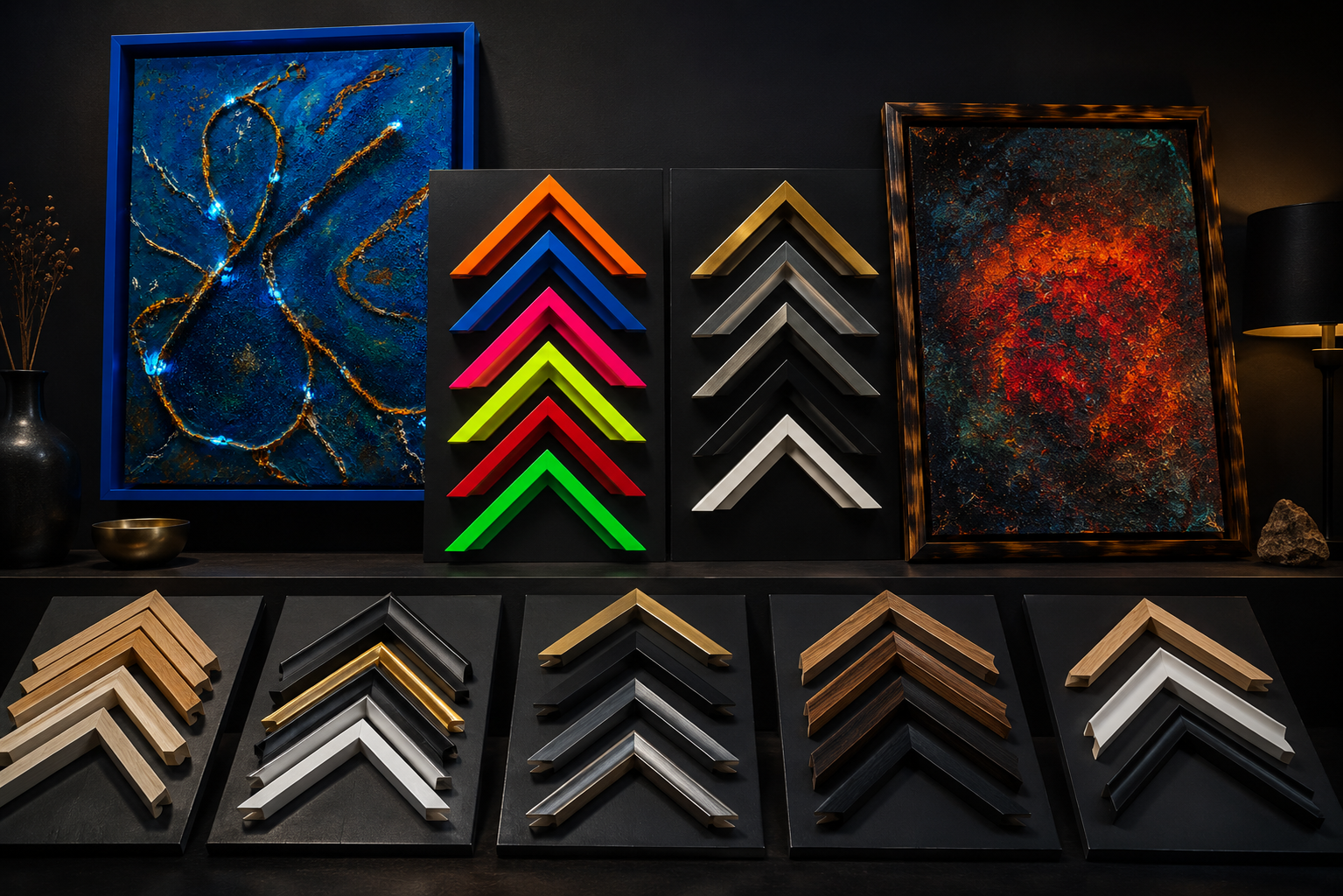 Referenzbild zur Rahmung: Übergang zwischen Bildkörper, Schattenfuge und Wand bei einem Originalwerk von Markus Willems