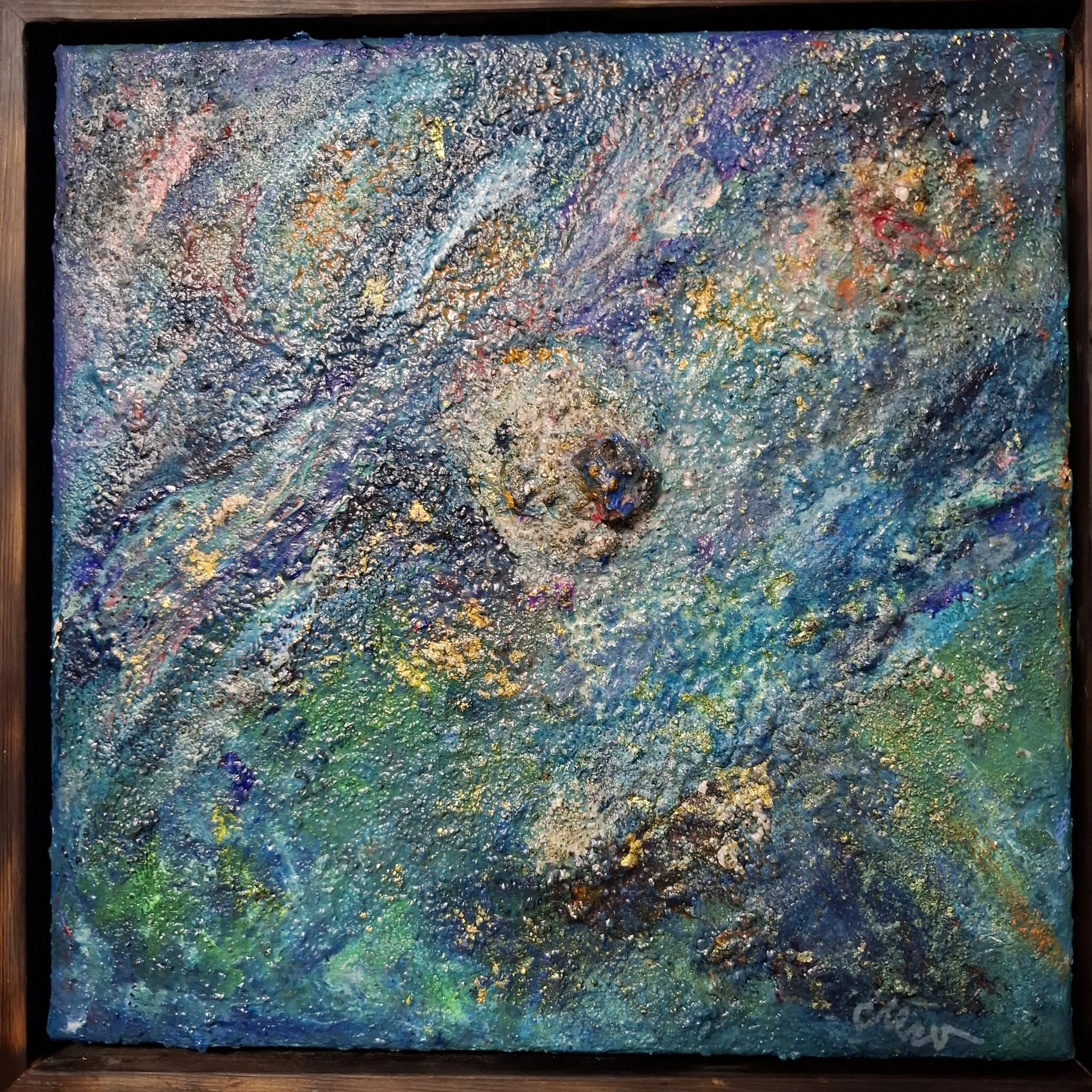 Sediment des Polarlichtes – mineralische mitte des Mixed-Media-Originals