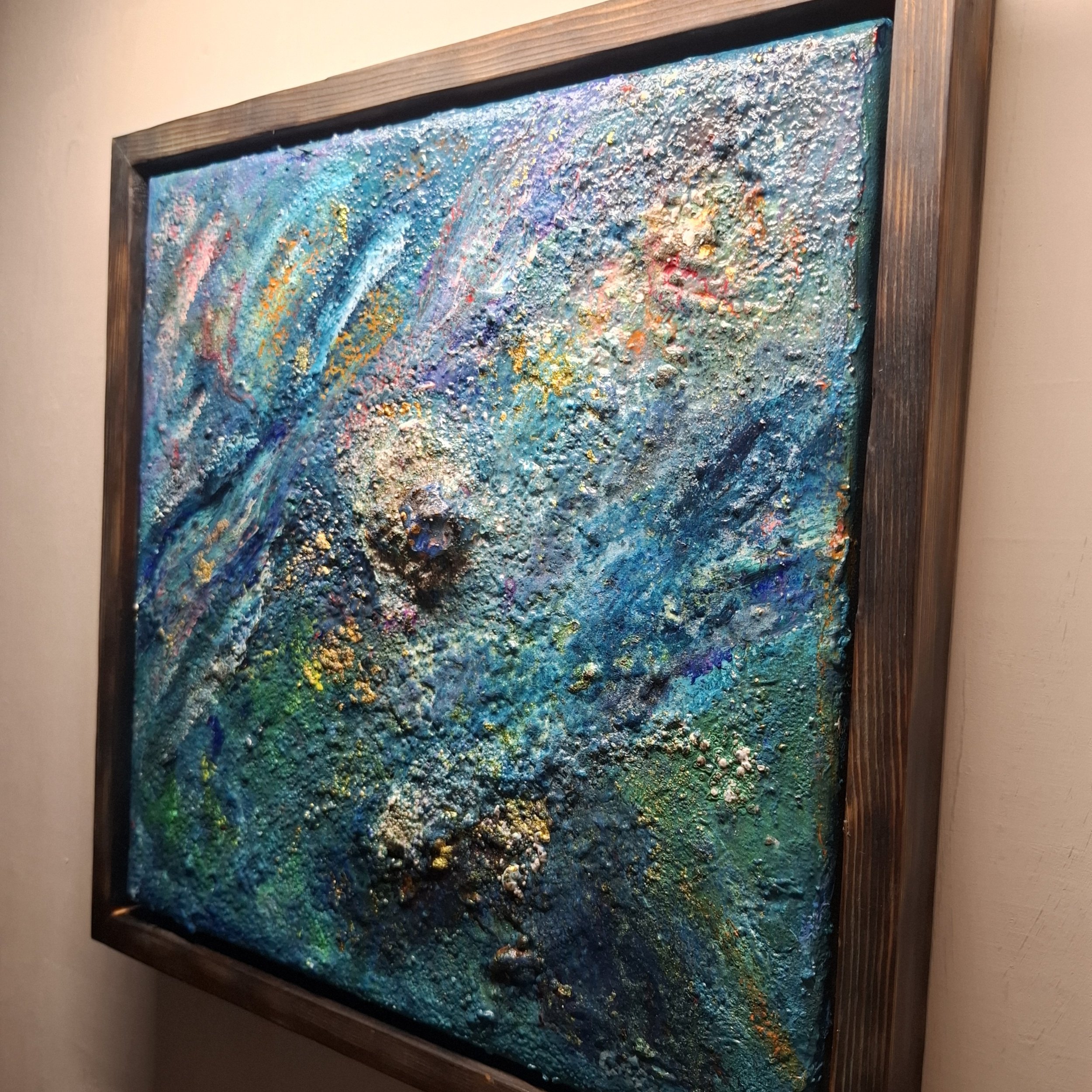 Sediment des Polarlichtes – detailansicht des Mixed-Media-Originals