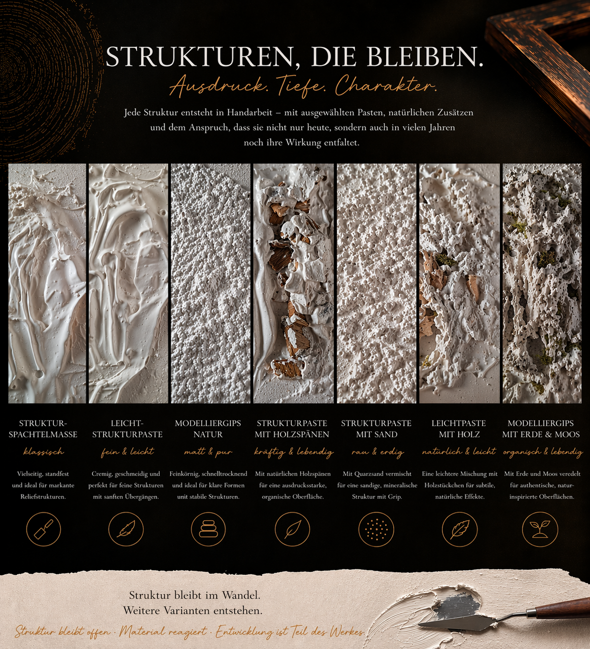 Reliefartige Oberfläche und Materialstruktur in einem abstrakten Original von Markus Willems