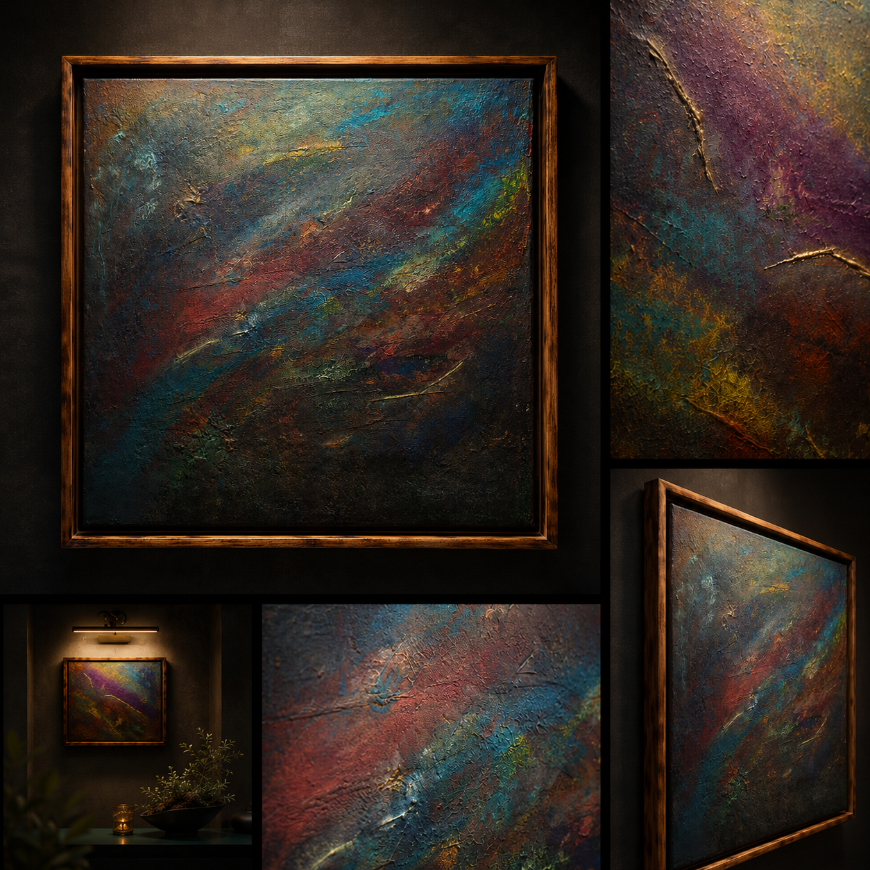 Sediment der Schichten · abstrakte Materialschichtung von Markus Willems Köln · 40×40 cm gerahmt · mehrlagige Sedimentverdichtung mit ruhiger atmosphärischer Oberflächenwirkung · Sedimentkunst kaufen Köln 2026