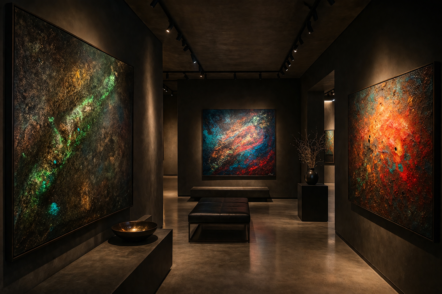 Visuelle Galerie-Vorschau mit abstrakten Strukturwerken von Markus Willems für Ausstellungen Presse und Referenzen