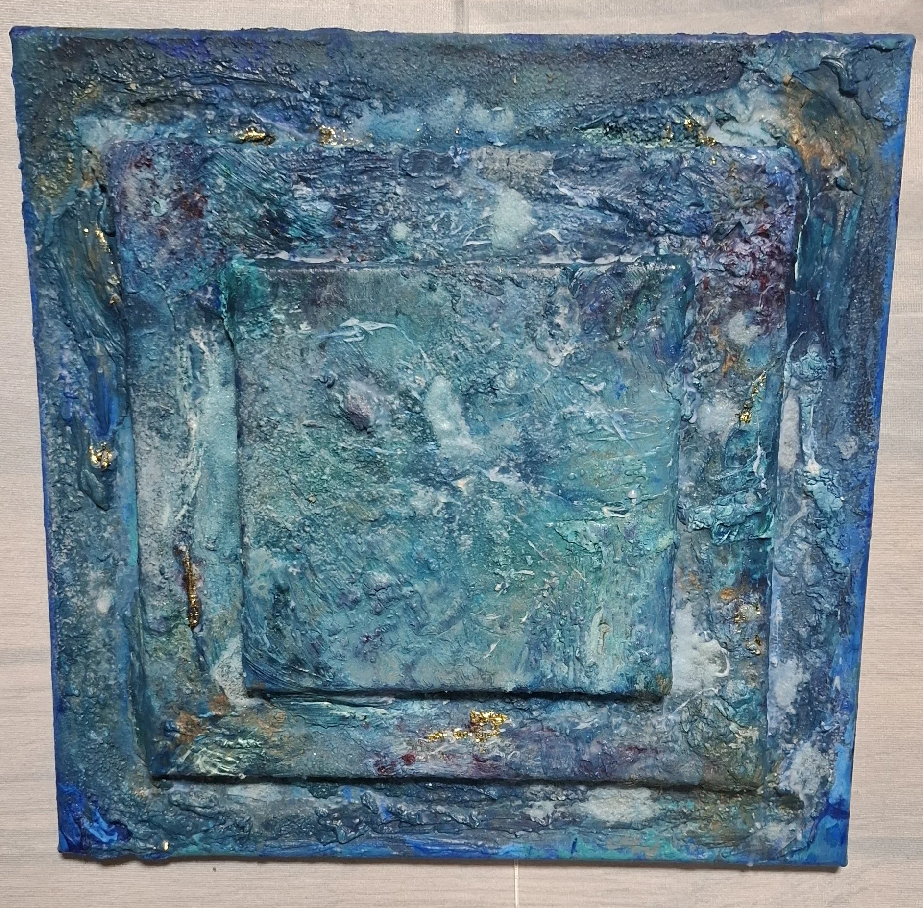 Erosion der Meere von Markus Willems – abstraktes Mixed-Media-Werk mit Reliefstruktur und Salzprozessen