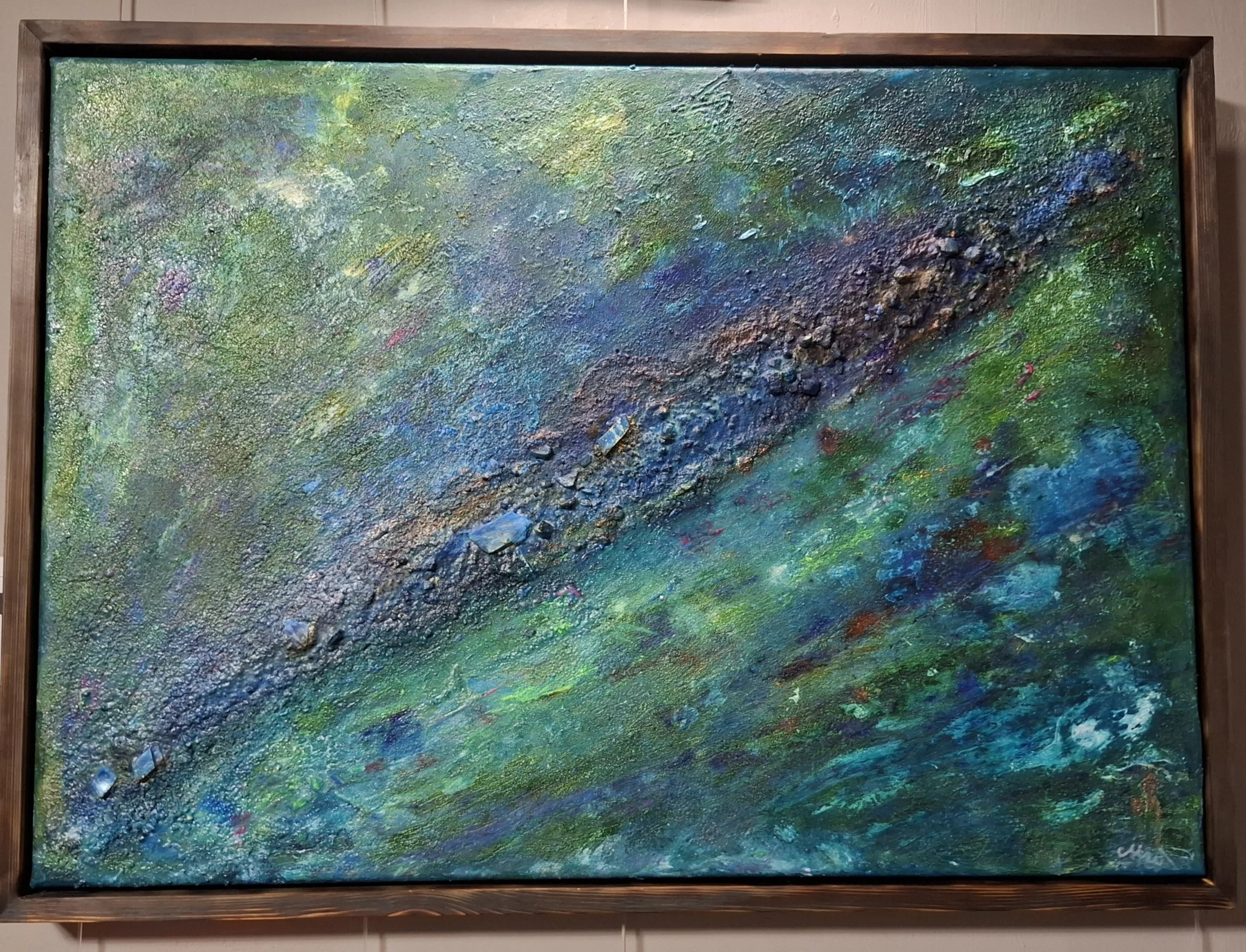 Detail der mineralischen Struktur von Die strömende Sedimentader
