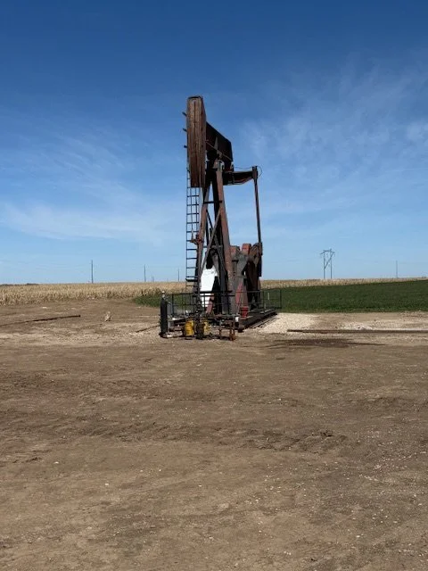 Pumping unit under a blue sky