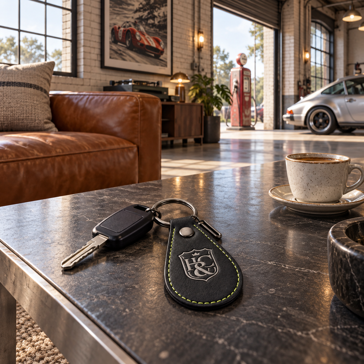 Leather keychain — lifestyle campaign photograph