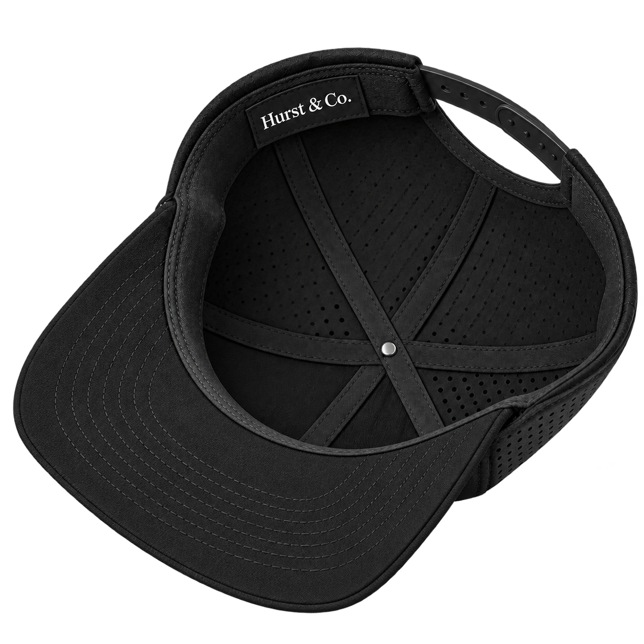 Race cap · Black — underside and interior tag