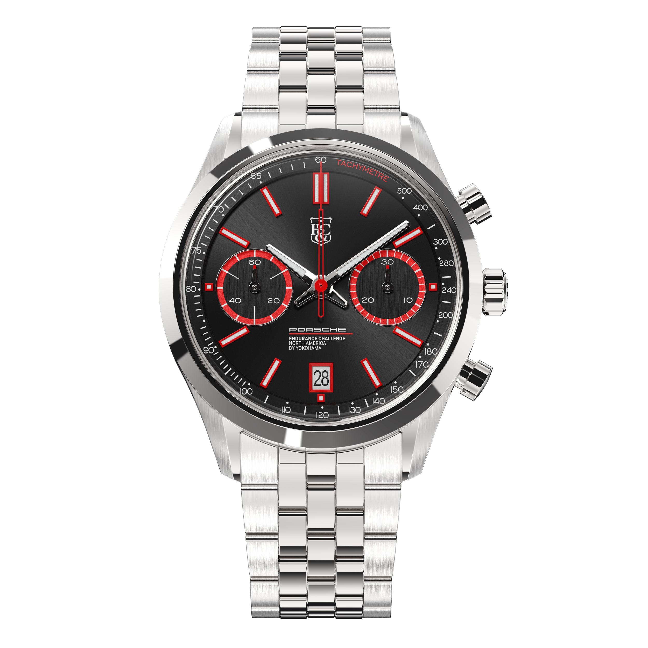 Sebring, Black dial · Shown on steel bracelet
