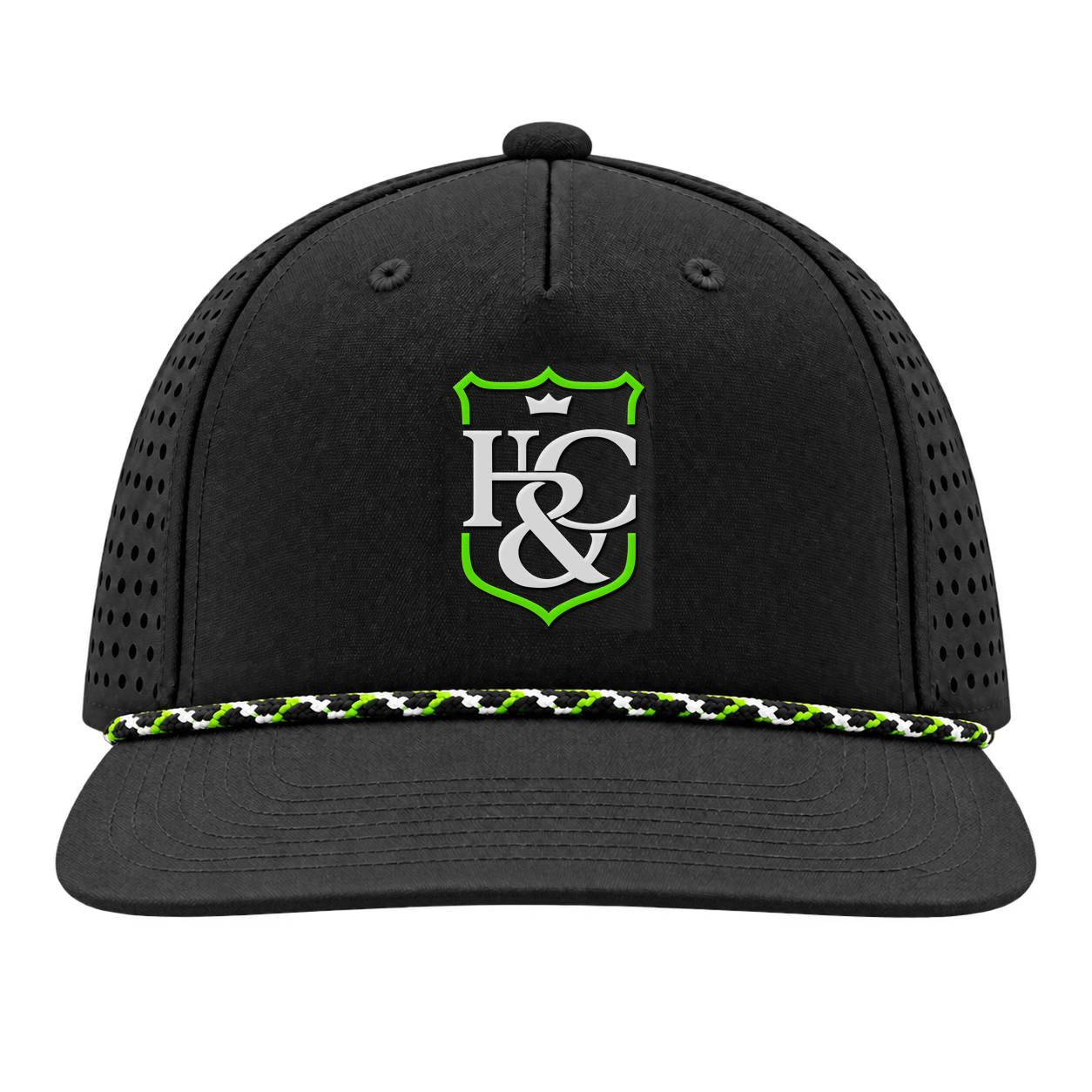 Race cap · Black — straight-on front view