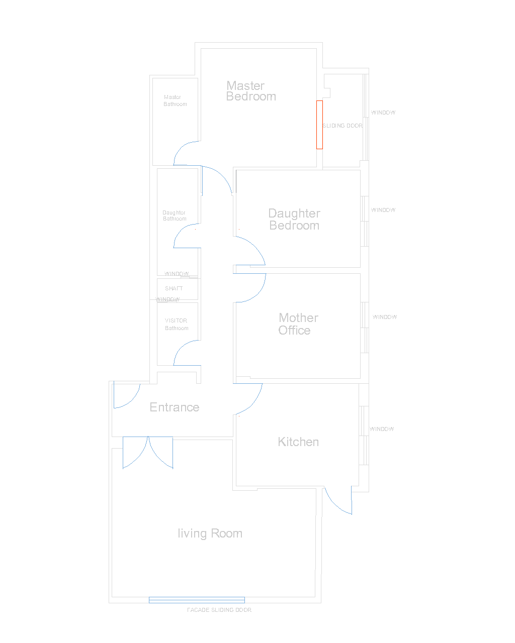Apartment floor plan with sector overlay