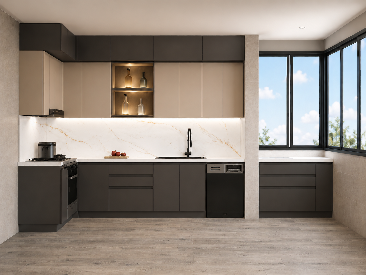 Kitchen design render 1 — Dezainteria Studio Basatine