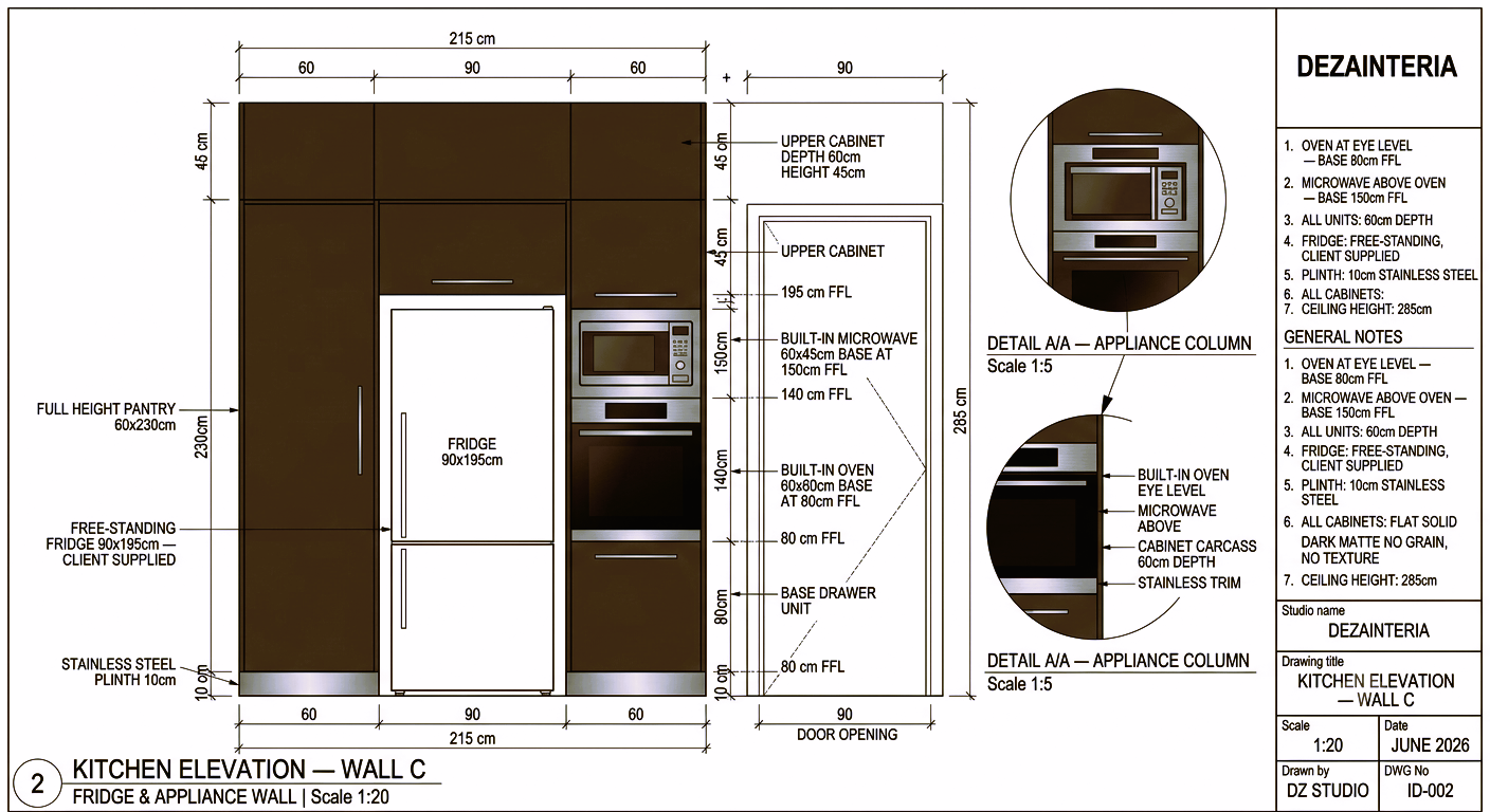 Basatine kitchen technical drawing 3