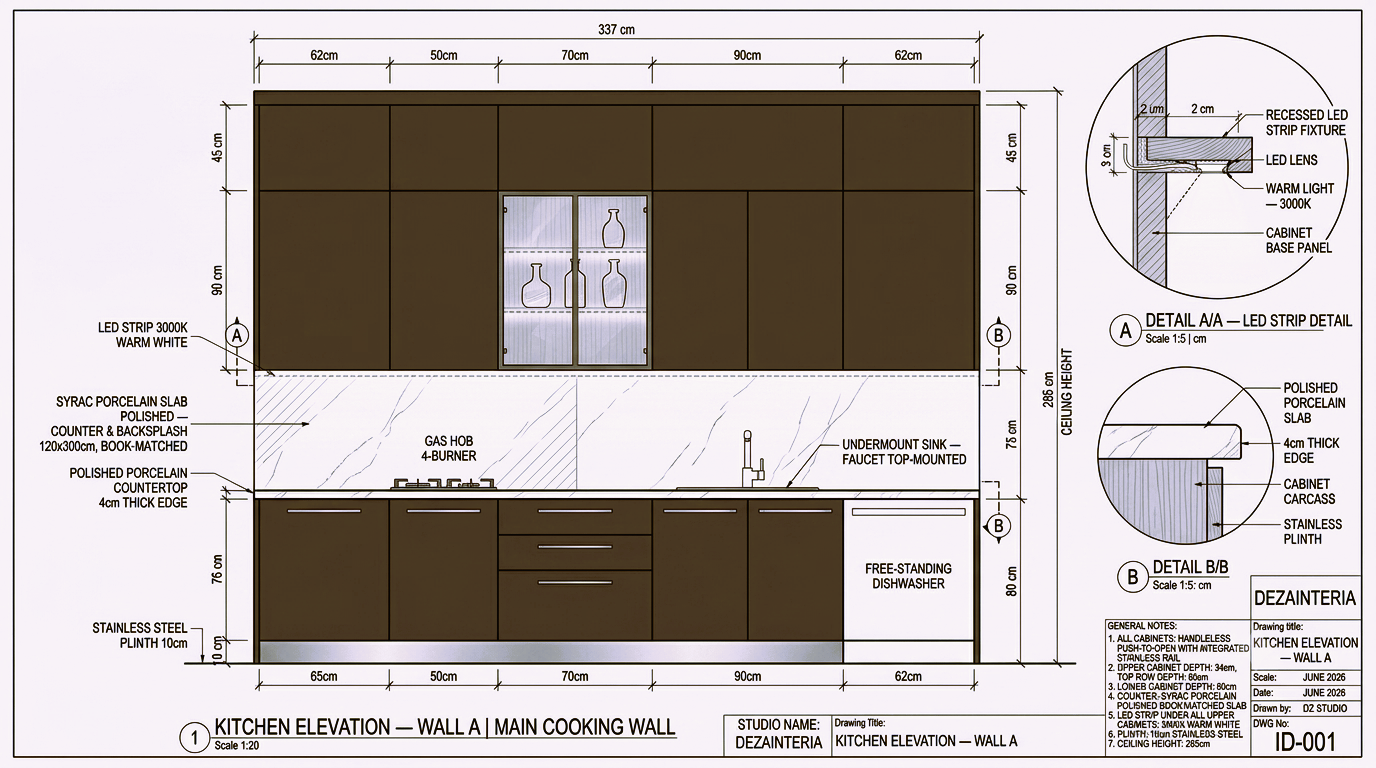 Basatine kitchen technical drawing 1